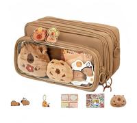 Genérico Estuche para lápices, Gran Capacidad, Multicapa, Estuche de lápices de Capybara, Bolsa de papelería con Cremallera y Pegatinas para niños, Estudiantes, niñas, niños, multifuncionales