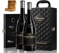 Genérico Estuche Ramón Bilbao de Vino Elegante para Regalo con Dos Botellas de Vino y Set de 4 Accesorios (Rioja, Ramon Bilbao EL) - EST. Cuero 2 RB EL