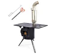 Genérico Estufa de leña portátil Redonda Negra - Calentador de Campamento para picnics al Aire Libre, barbacoas, Cocina casera y Uso en Tiendas de campaña - Incluye Kit de Chimenea (Color: D)