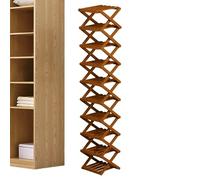 Genérico Étagère à Chaussures en Bambou Pliable 9-10 Niveaux - Rack Multi-Usage Naturel ou Thé, Montage Sans Outils, Rangement Pour Entrée, Chambre, Couloir, Salle de Bain, Appartement, Dortoir