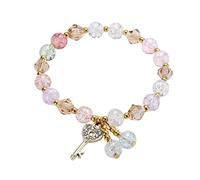 Generico Eterna Chica Pulsera de cuentas elástica multicolor para mujer Pulsera de cuentas apilable Pulsera ajustable con cuentas en capas Pulsera elástica de colores, A, Metal, No es una piedra
