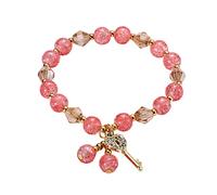 Generico Eterna Chica Pulsera de cuentas elástica multicolor para mujer Pulsera de cuentas apilable Pulsera ajustable con cuentas en capas Pulsera elástica de colores, A, Metal, No es una piedra