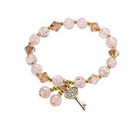 Generico Eterna Chica Pulsera de cuentas elástica multicolor para mujer Pulsera de cuentas apilable Pulsera ajustable con cuentas en capas Pulsera elástica de colores, A, Metal, No es una piedra