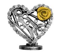 Genérico Eternal Heart Sculpture, 16.5x7.5x15.5cm Simulated Metal Eternal Heart Statue with Rose Design, Artisanal Elegance Creative Desktop Decorations, Home Decor For Living Room Bedroom
