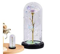 Genérico Eternal Preserved Rose, LED Glass Dome Light-Up Flower Ornament, Romantic Colorful Rainbow Rose Gift for Women, Girlfriend, Birthday, and Holiday Decorations