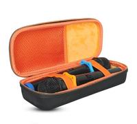 Genérico EVA Duro Estuche de Transporte para JBL PartyBox ES Altavoz Micrófono Caja de Almacenamiento portátil Bluetooth K Canción Mic Bolsa de Almacenamiento de Viaje (Negro/Naranja)