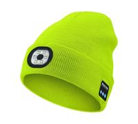 Genérico Evarisy 3-in-1 Function Bluetooth Beanie, Bluetooth Beanie with Light, Unisex 6 LED USB Rechargeable with Cordless Headphones (Black)(Green)