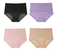 Genérico Evella Leak Proof Panties, Women's Washable Leakproof Underwear, Ladies Underwear with Incontinence Comfortable for Women 55+ (4pcs,L)