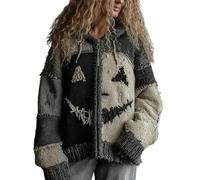 Genérico Everswear Halloween Sweater, Halloween Spooky Face Contrast, Spooky Face Patchwork Pumpkin Sweatshirt (Gray - A,M)