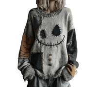 Genérico Everswear Halloween Sweatshirt, Spooky Face Print Hoodie, Spooky Face Pumpkin Halloween Sweatshirt (Grey5,S)