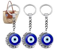 Genérico Evil Eye Charm - 3 Pieces Blue Eye Peace Protection Pendant, Double Side Rotating Keychain Charm, Reversible | Nazar Keyring Protective Turkish Bag Hanging Fortune for K