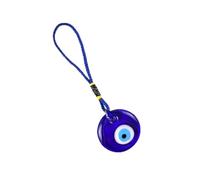 Genérico Evil Eye Protection Keyring Charm - Artistic Compact Glass, Secure Zipper Track Attachment, Accent Daily Carry Purses, Personal Good Luck Token, Lightweight | For Commuters