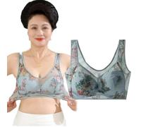Genérico Evylady Sujetador de Seda de Hielo, Comodidad Diaria con Encaje para Mujer (Blue, 4XL(57.5-67.5kg))