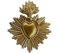 Genérico Ex-voto Corazón Sagrado Dorado Radiante Hermosa Fabricación Dimensiones 8,2 cm x 6,8 cm, Perfecto para coleccionistas de exvotos