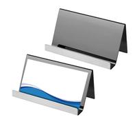 Genérico Executive Card Display - Business Card Holder for Office Use | Stainless Steel with Sleek Finish, Slot Organizer, Desktop Stand for Workplace Studio School Indoor Home