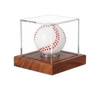 Generico Exposición de béisbol - Soporte con base de madera, protegida contra rayos UV, tamaño oficial | Accesorio de exposición de partidos de béisbol para el almacenamiento de Collez