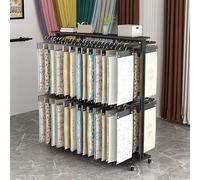 Genérico Expositor Comercial de Metal para Telas, Soporte Ajustable para muestras de Cortinas con Ruedas, Organizador Elegante para boutiques y Salas de exposición (Negro, 100x40x155cm/39x16x61in)