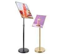 Genérico Expositor de Carteles metálicos Ajustable, Expositor de Aluminio para menús, expositores de Suelo, pósteres/anuncios/Ventas/menús de fácil sustitución (Dorado, A4)
