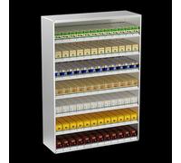 Genérico Expositor de Cigarrillos de Aluminio - Soporte de Pared y de sobremesa, empujador automático de estantes para Tiendas de conveniencia y supermercados, diseño Compacto de 38,5 x 15 x 45 cm.