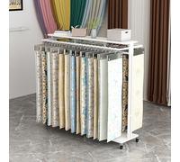 Genérico Expositor de Tela metálico Ajustable para Cortinas y muestras de Color, Organizador con Ruedas para boutiques, 59 x 16 x 53 Pulgadas, Blanco, Duradero y Elegante.