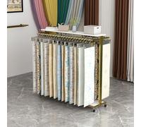 Genérico Expositor de Tela metálico Ajustable para Cortinas y muestras, Organizador móvil con Ruedas con Freno, Vitrina para boutiques (Dorado, 47x16x53 Pulgadas)