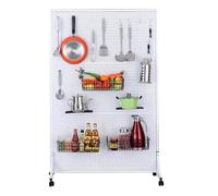 Genérico Expositor portátil de Metal con Ruedas, 60 x 120 cm, Color Blanco, para fácil Almacenamiento y organización. Paneles versátiles para Uso doméstico y minorista.