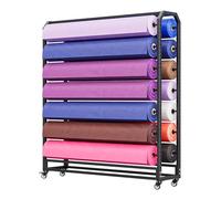 Genérico Expositor portátil de muestras de Tela con estantes metálicos y Ruedas frenables. Estante Ajustable para Colgar Rollos de Vinilo, Ideal para rotulación de vehículos, Pegatinas y organización