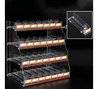 Genérico Expositores de Pared para supermercados, expositores de acrílico para Cigarrillos, de 4 Capas y 12 columnas, Transparentes, para Tiendas, mercados y comercios. Sistema de Empuje Duradero y e