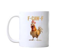 Genérico F-Caw-F Funny Chicken Mug, 15OZ Ceramic F Caw F Coffee Mug, Novelty Funny Rooster Coffee Mugs Drinks Cup for Men & Women, Humor Chicken Animal Mugs Drinking Tea Cup (B)