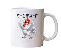 Genérico F-Caw-F Funny Chicken Mug, 15OZ Ceramic F Caw F Coffee Mug, Novelty Funny Rooster Coffee Mugs Drinks Cup for Men & Women, Humor Chicken Animal Mugs Drinking Tea Cup (F)