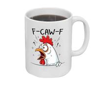 Genérico F-Caw-F Funny Chicken Mug, 15OZ Ceramic F Caw F Coffee Mug, Novelty Funny Rooster Coffee Mugs Drinks Cup for Men & Women, Humor Chicken Animal Mugs Drinking Tea Cup (J)