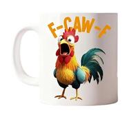 Genérico F-Caw-F Funny Chicken Mug, 15OZ Ceramic F Caw F Coffee Mug, Novelty Funny Rooster Coffee Mugs Drinks Cup for Men & Women, Humor Chicken Animal Mugs Drinking Tea Cup (M)