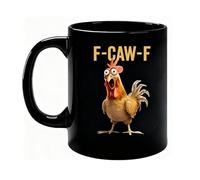Genérico F-Caw-F Funny Chicken Mug,Fcawf Rooster Mug,11oz F Caw F Ceramic Coffee Cup,Novelty Ceramic Coffee Cups for Men and Women (Black)