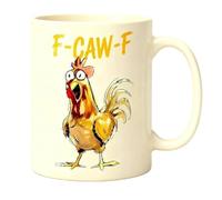 Genérico F-Caw-F Funny Chicken Mug, Personalized Chickens Pun Sarcastic Ceramic Coffee Cup, Unique Animal Humor Graphic Cup, Accent Cups Gift for Men Women Office Worker Friends (Yellow,11oz)