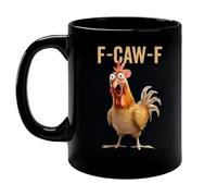 Genérico F-Caw-F Funny Chicken Mug, Personalized Chickens Pun Sarcastic Ceramic Coffee Cup, Unique Animal Humor Graphic Cup, Accent Cups Gift for Men Women Office Worker Friends (Black,15oz)