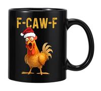 Genérico F-Caw-F Mug, F-Caw-F Ceramic Coffee Mugs, Funny Chicken Mugs, Personalized Rooster Humorous Mug Ceramic Tea Cup for Men Women (Black,350ML)
