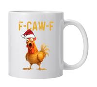 Genérico F-Caw-F Mug, F-Caw-F Ceramic Coffee Mugs, Funny Chicken Mugs, Personalized Rooster Humorous Mug Ceramic Tea Cup for Men Women (White,350ML)