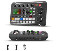 Genérico F988 Live Sound Card con Efectos de Mezclador DJ y Cambiador de Voz, Tarjeta de Sonido en Vivo, Negro