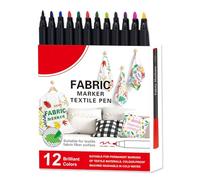 Genérico Fabric Marker, Textile Pen Set, Washable Colors, Includes 12 or 24 Vivid Colors, Watercolor Painting, Industrial Craft Use, for Shirts Tote Bags Shoes and Tablecloths, 6.3x5.71 Inches