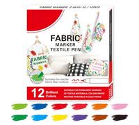 Genérico Fabric Paint Pens, Textile Shirt Markers, 6,3 x 5,71 pulgadas, Washable Watercolor Ink, 12/24 colores vibrantes, para algodón poliéster Canvas Shoes Bags Art Crafts Interior Outdoor Use