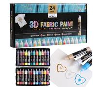 Generico Fabric Paint, Textile Paint, 0.83x4.84 Inches, 30ml Permanent 3D Waterproof 24 Colors, Craft Tool for Adults, Kids, Canvas, Wood, Hat, Decoration, Clothing, Glass and Painting, Multicolor