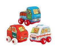 Genérico Fabric Vehicle Toy, Washable Soft Toy Cars, 4.33x3.94x3.54 Inches Interactive Fun Cartoon Ambulance Taxi Express Truck Figure, Ideal for Toddler Boys and Girls Aged 0 to 7 Years