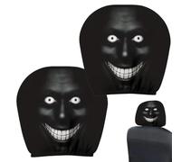 Genérico Face Car Headrest Covers Set of 2 - Stretch Polyester, Universal Fit - Comfort Decoration For Halloween Daily Drive - Funny