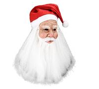 Generico Facepiece, Christmas Facepiece, Cosplay Facepiece, Full Over Head Facepiece, Latex Santa, Santa Face With Beard, Red Hat Facepiece, Adult Christmas,