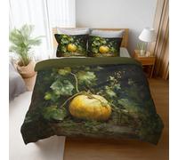 Genérico Fácil de Cuidar Motivo Amarillo Verde Pintura Al Óleo Funda Nórdica Cálido Natural Calabaza Fácil Cuidado Microfibra para Niños y Adultos Duvet Cover 260 x 240 cm