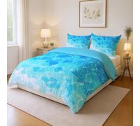 Genérico Fácil de Cuidar Motivo Azul Blanco Parure de Lit Ilustración Soñador Océano Lavable a Máquina Microfibra para Niños y Adultos Duvet Cover 240 x 220 cm