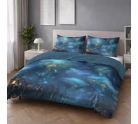 Genérico Fácil de Cuidar Motivo Azul Fantasía Parure de Lit Dibujos Animados Medusa Pueblo Fácil de Mantener Microfibra para Niños y Adultos Duvet Cover 150 x 200 cm
