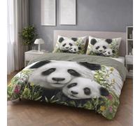 Genérico Fácil de Cuidar Motivo Blanca Verde Naturaleza Funda Nórdica Lindo Plantas Panda Fácil de Mantener Microfibra para Niños y Adultos Duvet Cover 150 x 200 cm