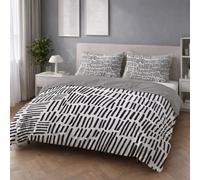 Genérico Fácil de Cuidar Motivo Blanco Negro Minimalista Parure de Lit Moderno Líneas Arte Fácil de Mantener Microfibra para Niños y Adultos Duvet Cover 150 x 200 cm