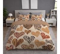 Genérico Fácil de Cuidar Motivo Marrón Minimalista Parure de Lit Elegante Corazón Fácil de Mantener Microfibra para Niños y Adultos Duvet Cover 200 x 200 cm